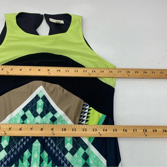 Prelude Maxi Knit Sleeveless Dress Small Colorful Geometric Key Hole Side Slit - Picture 12 of 12